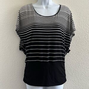 WHBM Crew Neck Bat Wing Striped Tee